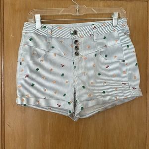 Her Universe Ponyo Blue White Stripe Button Fly Shorts Size 9